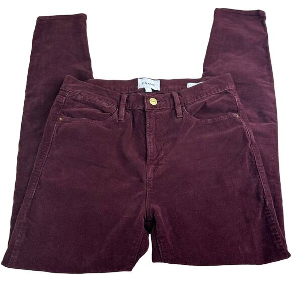 Frame Corduroy Le High Skinny Pants - BURGUNDY Bordeaux - Picture 1 of 8